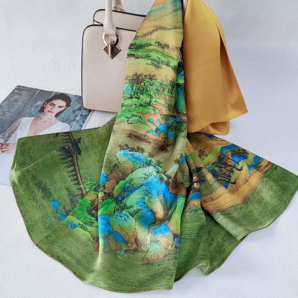 Высокое качество 100% шелковый шарф шаль хиджаб обертывание женский цветочный весна лето пляж шелковые шарфы