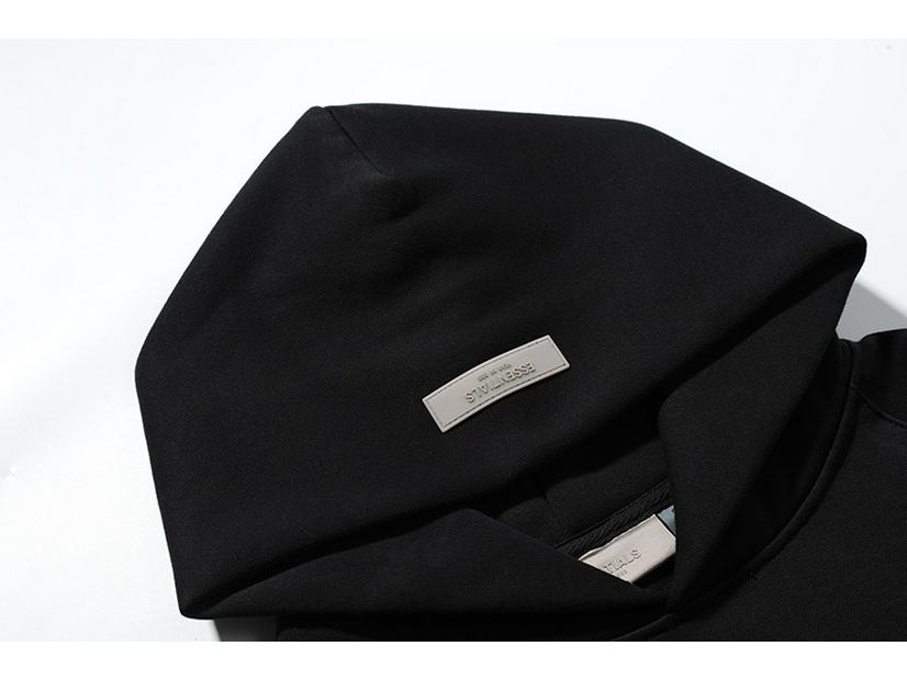 ESSENTIALS 1977 Double-Line Flocking Letter Hooded Sweatshirt for Men and Women