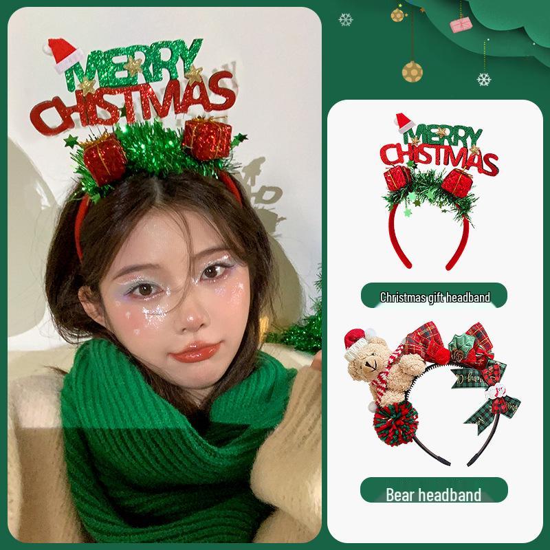 Женская рождественская плюшевая шапка, повязка на голову, аксессуары для волос
