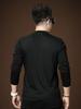 European Long-Sleeve T-Shirt for Men, 2025 Autumn New Fashion Brand, Semi-High Collar, Slim Fit, Rhinestone Embellished Base Shirt, Men's T-Shirt