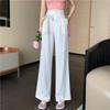 High Waist Pants Women Spring Summer Office Ladies Designed Bow Drape Straight Slender All-match Solid Color Daily Korean Fashion Streetwear