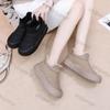 Модные женские ботильоны, плюшевые, новые, резиновые, теплые, для ходьбы, на толстой подошве, зимние ботинки, нескользящие, удобные, из хлопка, модные зимние ботинки