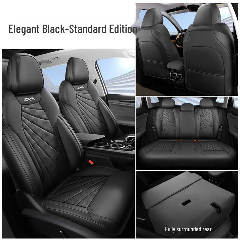Дышащие перфорированные кожаные чехлы на сиденья для Geely Boyue L 23-25 – Полное покрытие, для использования в любое время года