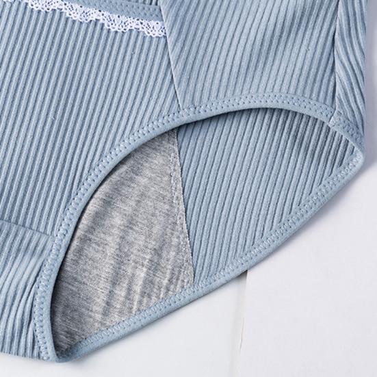 Женские трусы с кружевным декором, сплошной цвет, мягкие антисептические мягкие дышащие трусы больших размеров с высокой талией, треугольные карманы для менструации, женские трусики, трусы