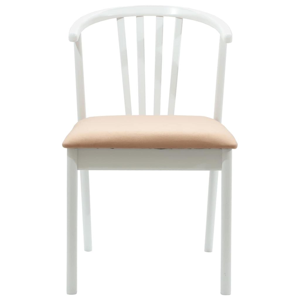 Dining Chair Set of 2 White and Brown Solid Rubberwood