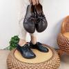 Women Flats Shoes Round Toe Lace-up Genuine Leather Casual Handmade Comfortable Solid Color Shoes