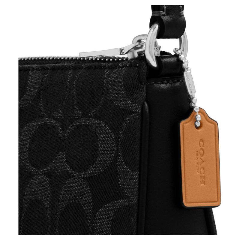 Coach Nolita 19 Сумка для маджонга при пресбиопии Хлопок и Коровья кожа Наплечная сумка под мышку Маленькая Женская Черная