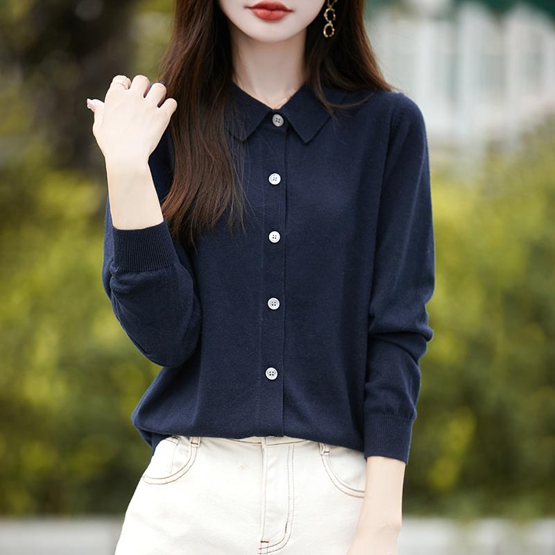 Женский кашемировый кардиган Qinghe кашемир 50% шерсть 50% шелк Женский осенне-зимний кашемировый кардиган мягкий и теплый