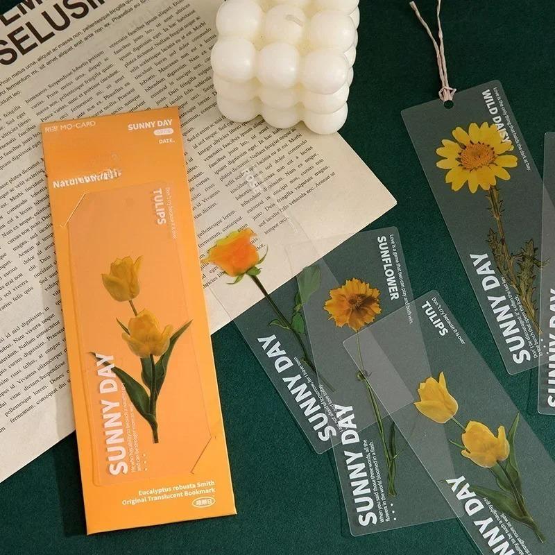 Nature Plants Translucent PET Flower Note Marker Page Holder School Creative Reading Supply Dried Flowers Journal Reading Folder