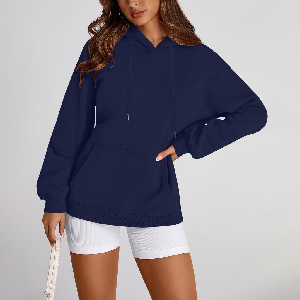 Женский свободный свитшот с круглым вырезом и длинными рукавами, повседневный свободный крой на шнурке