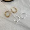 Geometric Irregular Texture Hoop Earrings Female Delicate Fashion Desgin Silver Color Jewelry