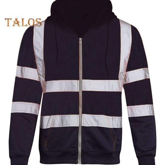 Светоотражающая защитная толстовка с капюшоном, светоотражающие зоны на 360 градусов, высокая видимость, быстросохнущая, с длинными рукавами, ночное пальто для строителей на открытом воздухе ночью