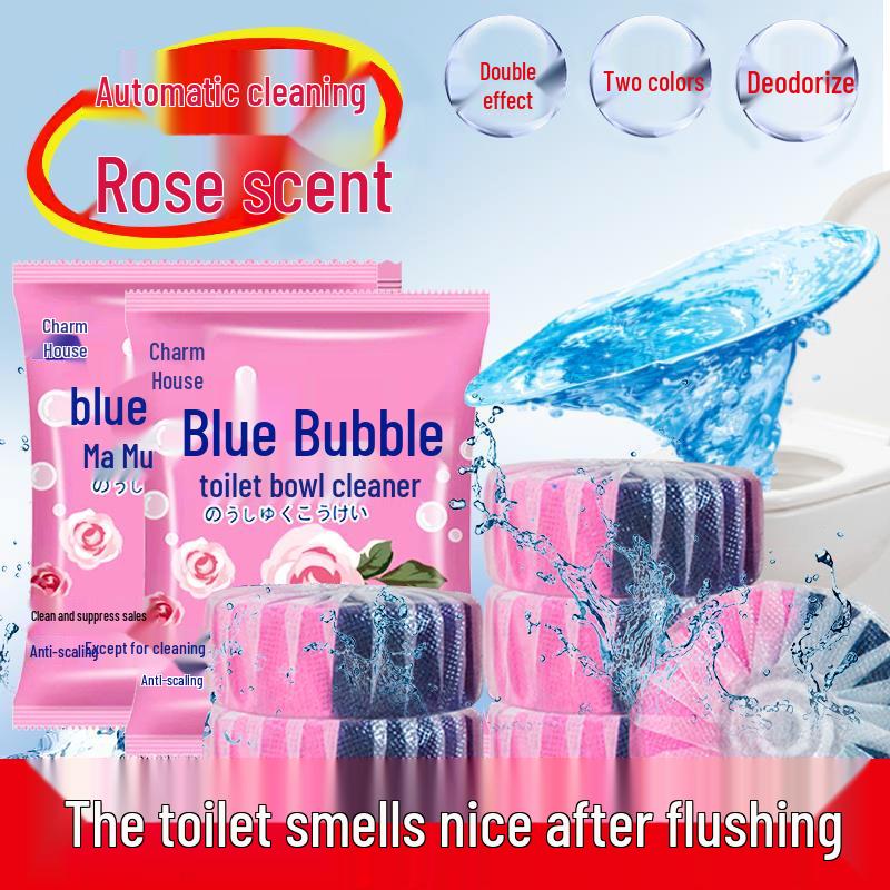Двухдействующее средство для чистки унитаза - Синий Пузырь, Удаление пятен и накипи, Аромат розы