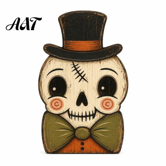 Vintage Style Desktop Ornaments Halloween Tiered Tray Decorations, Wooden Tabletop Ornaments, Centerpiece Rustic Farmhouse Holiday Decor