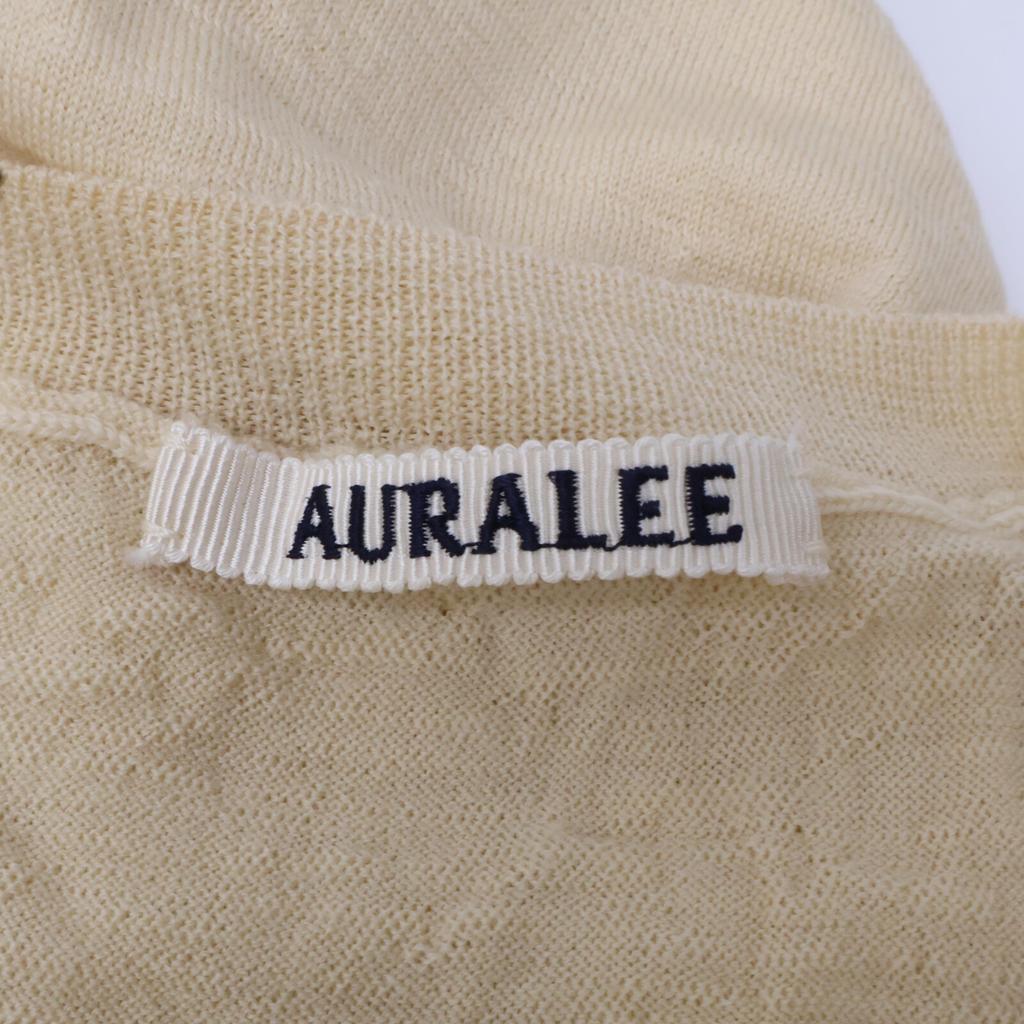 AURALEE 25Stainless Steel A25SV01IN Beige PRODUCT DYED Wool knit tops 3 beigeUsed