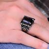 Изысканное серебряное мужское кольцо с ониксом 925 карата - уникальный турецкий османский стиль ручной работы - идеальный подарок для него
