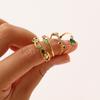 Vintage Green Crystal Rings for Women Gold Color Plated Stainless Steel Geometric Luxury Anillos Lady Jewelry Gifts Bague