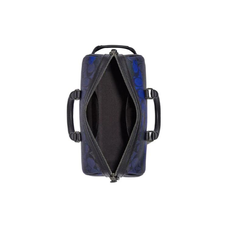 New COACH Venturer Cow Leather Travel Bag, Shoulder Bag, Crossbody Bag, Handbag Medium Men's Black & Blue CC025-QBTKG