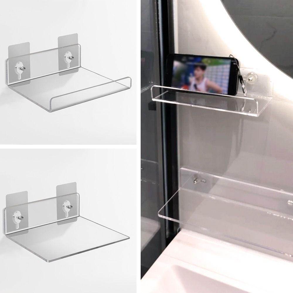 Acrylic Storage Rack Wall Free-Punch Bookshelf Partition Cabinet Organizer Rack  Wall Cabinet
