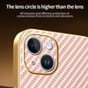 For iPhone 14 Plus Phone Case Carbon Fiber Textured Electroplated TPU Back Cover