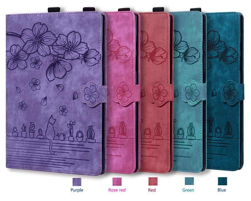 Чехол для Samsung Galaxy Tab A9 Plus 11 дюймов 2023 чехол с тиснением 3D Flower Cat Wallet Stand Cover для Galaxy Tab A9 Plus чехол Funda