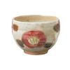 Ippuku 10 X Carved Camellia Matcha Cafe Mino Made In Japan Ale-net Bowl, Teacup, 7.3 Cm, (Red), Bowl, Bowl, Ware,
