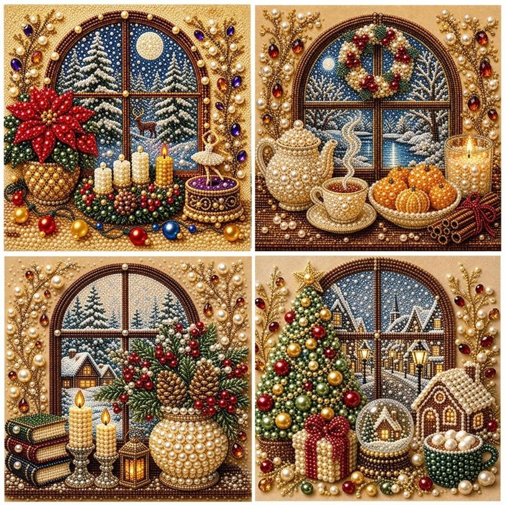 Handmade DIY Pearl Bead Art Set Gift Christmas Decor Christmas Painting Art Kit Christmas
