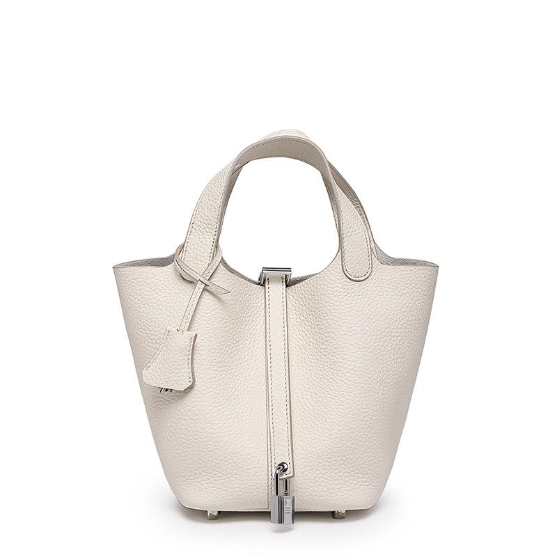 Vegetable Basket First Layer Cowhide Bucket Bag Women's Genuine Leather, Hand Carrying Versatile Work Commuter Women's High-end Handbag