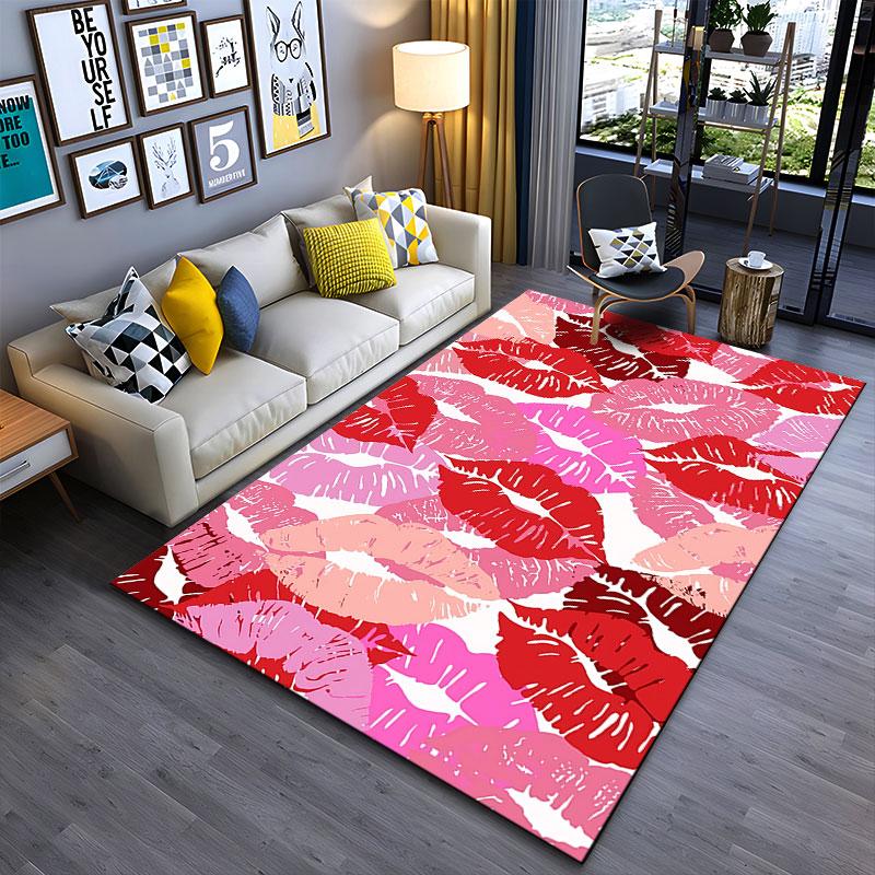 Colorful Lip Print Pattern Carpet suitable as a non-slip mat for the living room or bedroom sofa