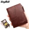 Винтажный мужской кожаный роскошный кошелек, короткие тонкие мужские кошельки, зажим для денег, кошелек для кредитных карт, долларовый кошелек, мужской кошелек для карт