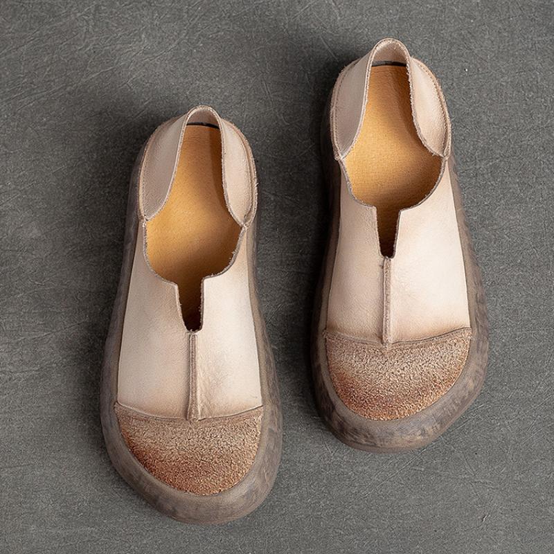 Johnature Туфли на платформе на плоской подошве из натуральной кожи. Мокасины в стиле ретро. Повседневные туфли без шнуровки с круглым носком на мягкой подошве.