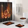 Halloween Shower Curtain Floor Mat Three-Piece Combination Set, Living Room Sand Absorbent Carpet, Bedroom Non-Slip Door Mat