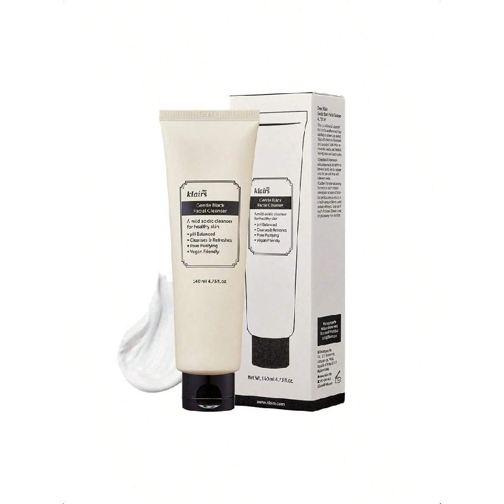 Dear, Klairs Gentle Black Facial Cleanser 140ml | Vegan, Low PH, Hydrating Finish, A Creamy Foam Cleanser, Daily Face Wash
