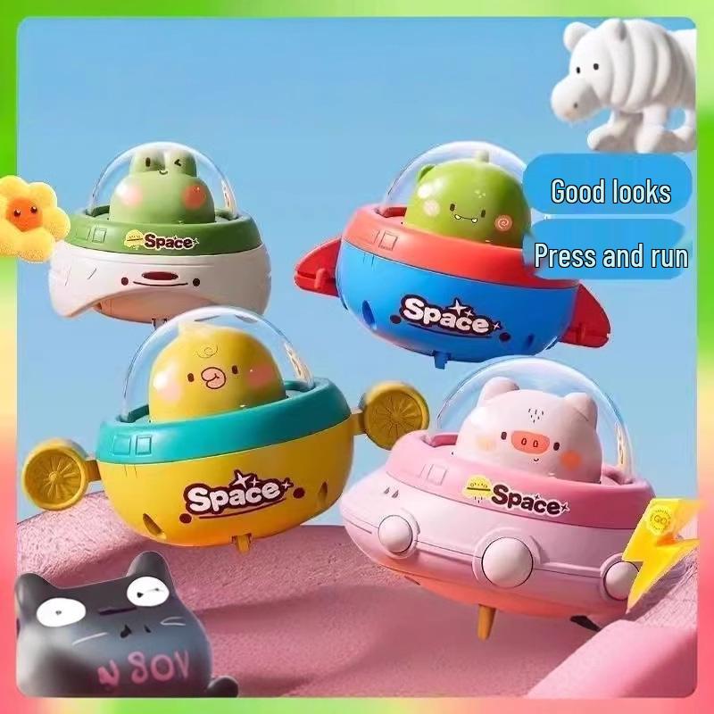 Press and Slide Saucer Car: Educational Crawling Toy for Infants and Toddlers (Ages 1-3) - Perfect Birthday Gift