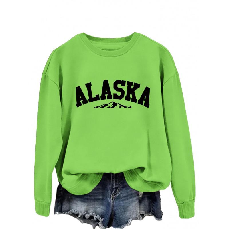 Womens Oversized Crewneck Long Sleeve Sweatshirt Casual Streetwear Printed Cotton Hoodie-Free Size S-XXL