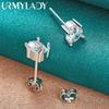 925 Sterling Silver Round Zircon Stud Earrings For Women Fashion Jewelry