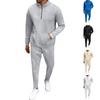 Men's Winter Casual Warm Zipper Stand Collar Sweatshirt Men's Sports Pants Sweatshirt Set