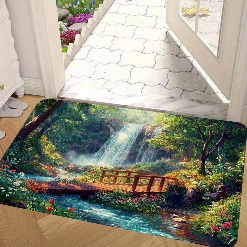 3D Ocean Paradise Doormat Dolphin Crocodile Hippo Tiger Pattern Non Slip Entrance Mat Wildlife Floor Rug Living Room Mat