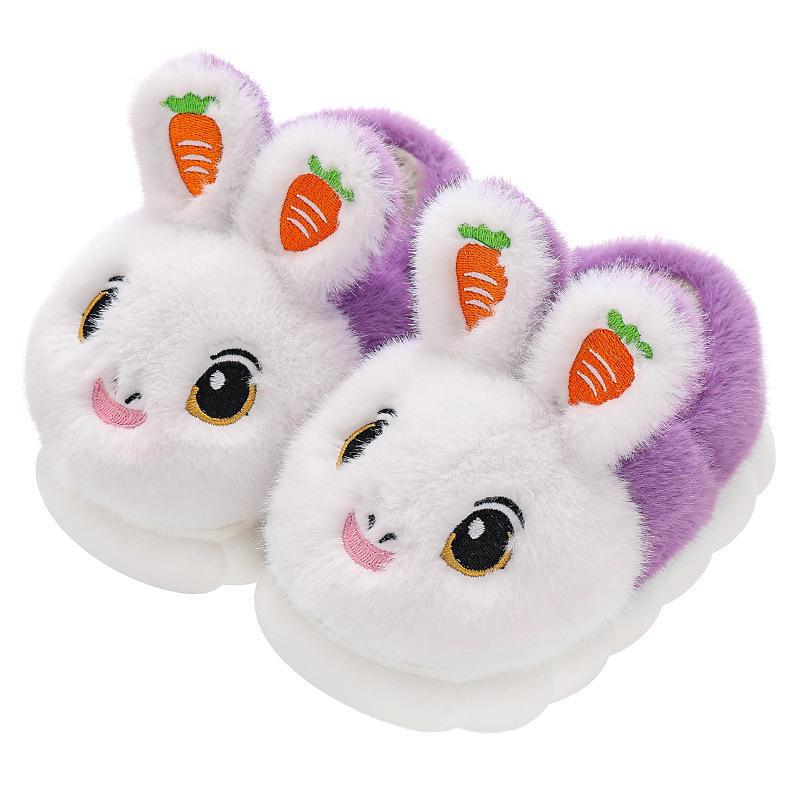 Милые детские тапочки-зайчики с морковными акцентами и нескользящей подошвой