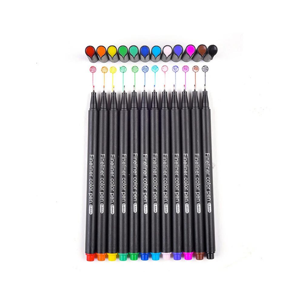 12 Colours Fineliner Set Art Marker 0.38mm Micron Liner Fine liner Pens