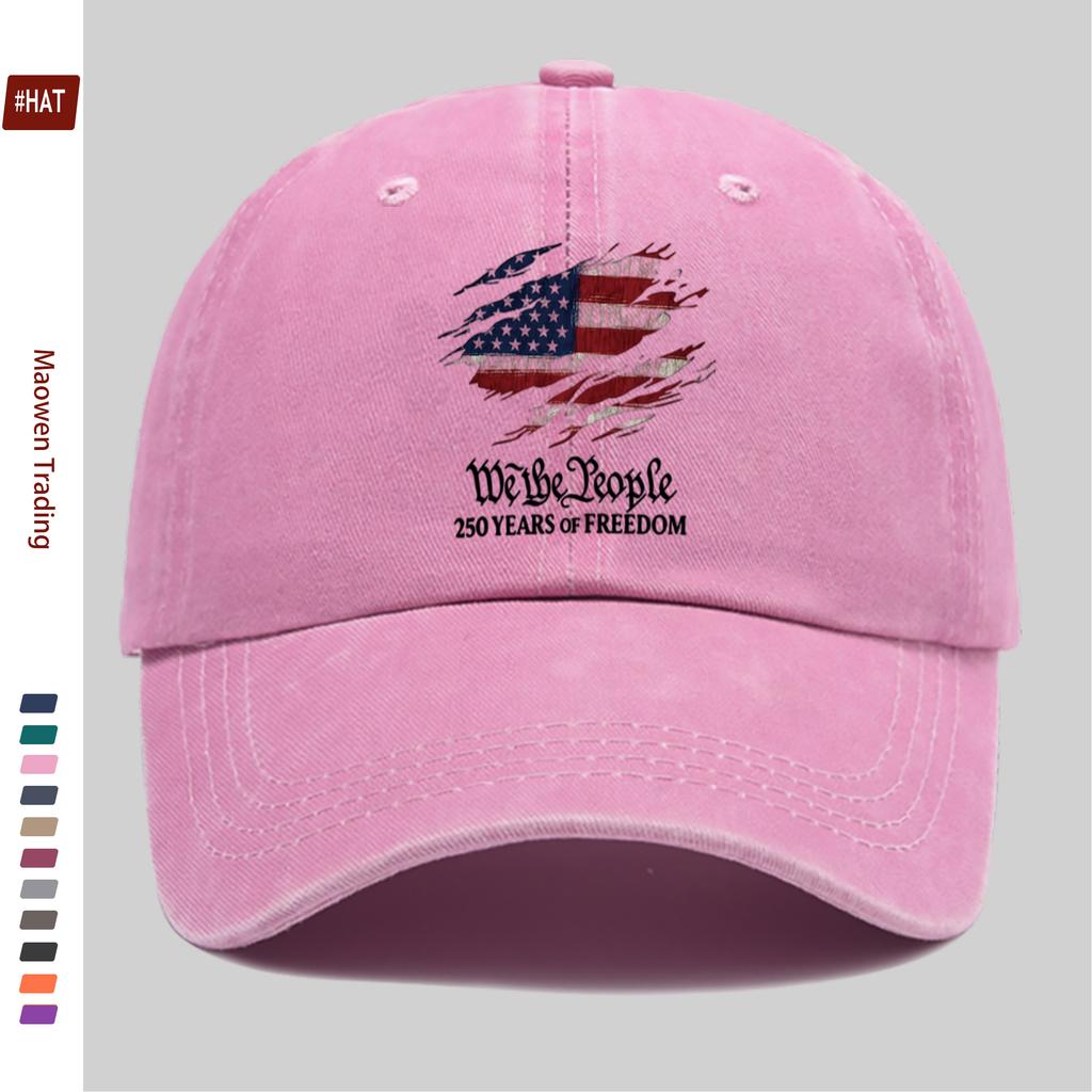 pc American Flag th Anniversary Print Baseball Cap with Confident and Proud Design Adjustable Strap Vintage Washed Fishing