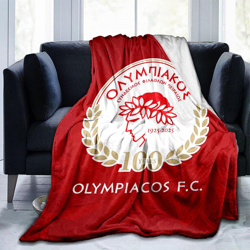 Olympiacos Fc: Red And Black Pride Blanket Suitable for Sofas, Beds, Offices, And Camping - Perfect Gift for Halloween Christmas