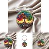 Life Tree Glass Pendant Keychain With Vibrant Line Design For Celebration And Souvenir Use