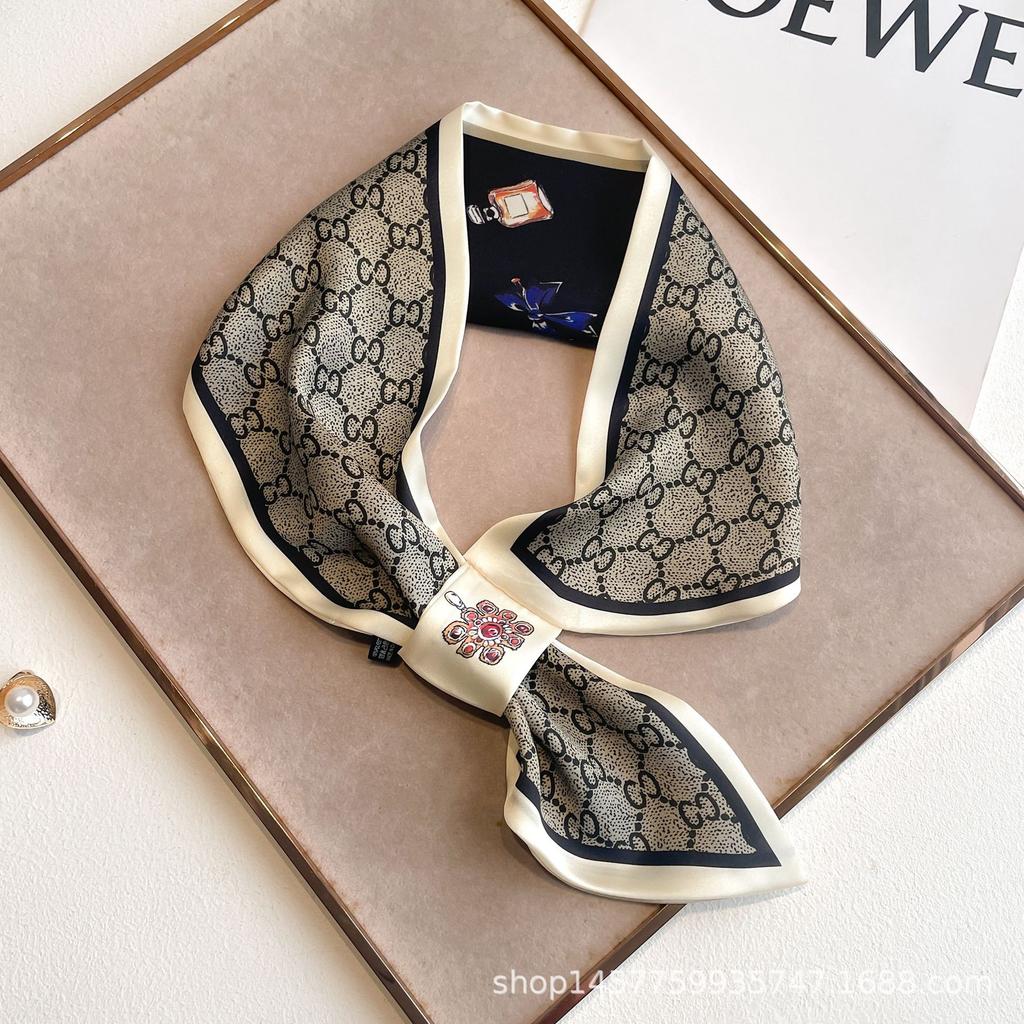 Silk Scarf Small Long Square Scarf Women'S High-End Neck Protection Scarf Professional Matching Shirt Scarf
