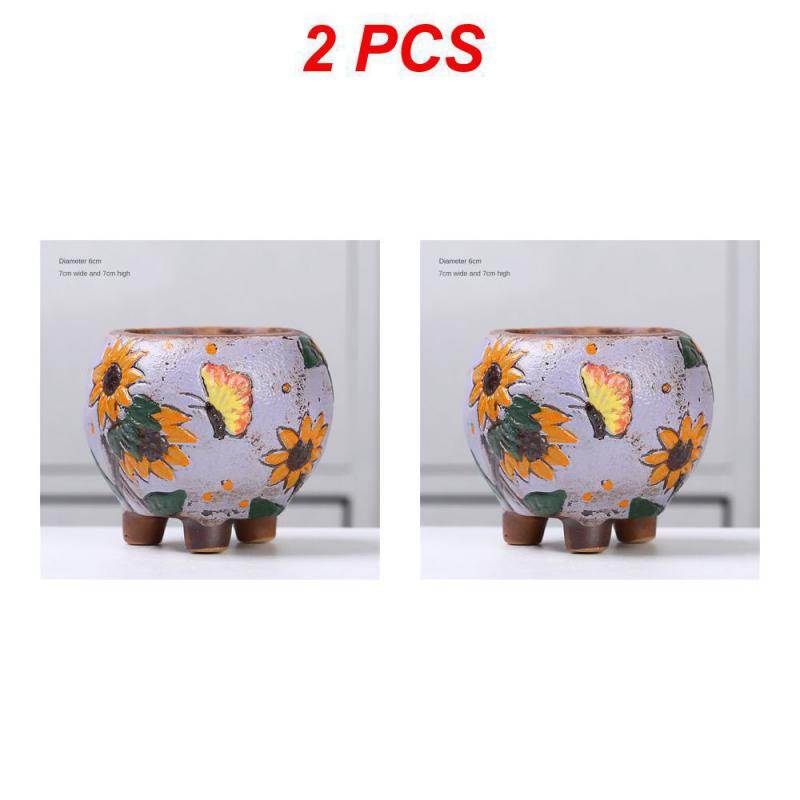 Керамический цветочный горшок Креативная ручная роспись Резьба Керамические украшения для дома Цветочные горшки Суккулентный цветочный горшок