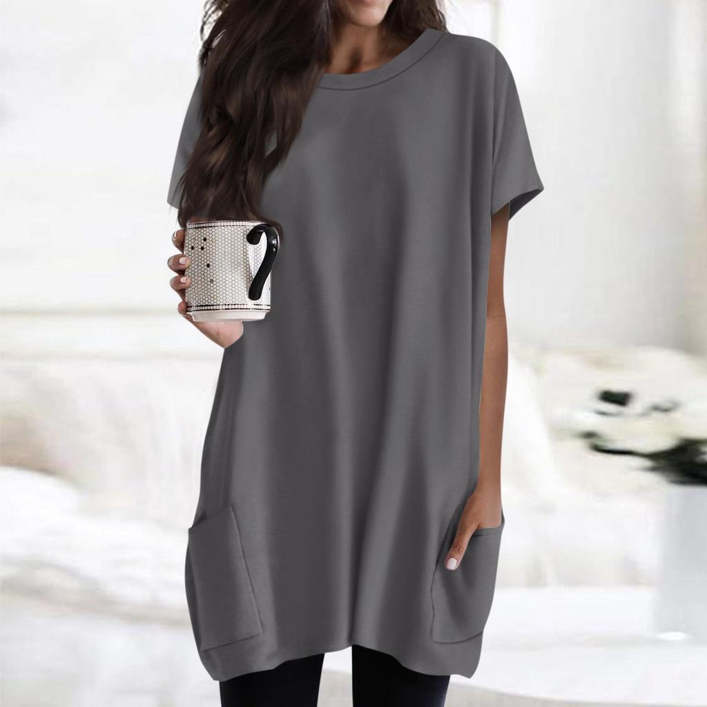 Женская футболка с круглым вырезом, короткими рукавами и карманным принтом, топы стандартной посадки