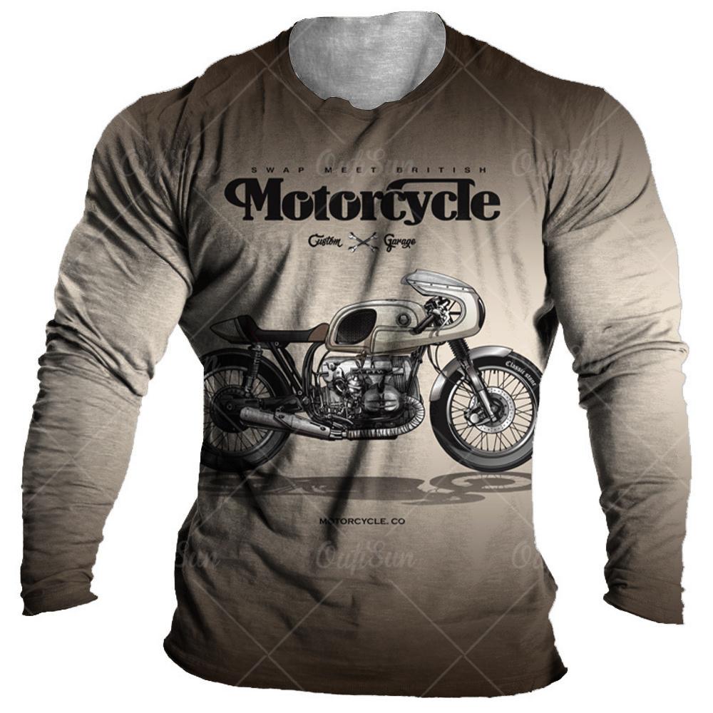 Винтажная мужская футболка с длинным рукавом 3D ретро мотоциклетные большие футболки для толстовки байкерская гоночная футболка мужская одежда