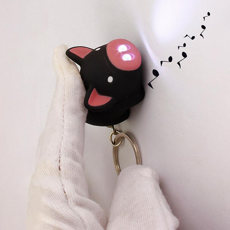 Cute Pig LED Keychain with Sound Mini Key Ring for Car Bag Purse Pendant Gift for Women Students Decorative Accessory