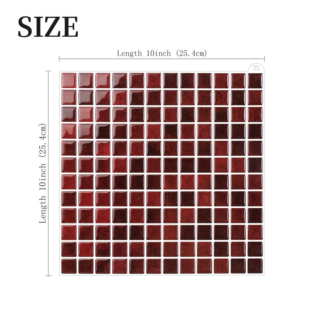 10x10 дюймов x 10 шт. 3D мозаичные виниловые плитки для фартука, самоклеящиеся, отклеивающиеся наклейки-плитка "под метро" для наклеивания на настенную плитку