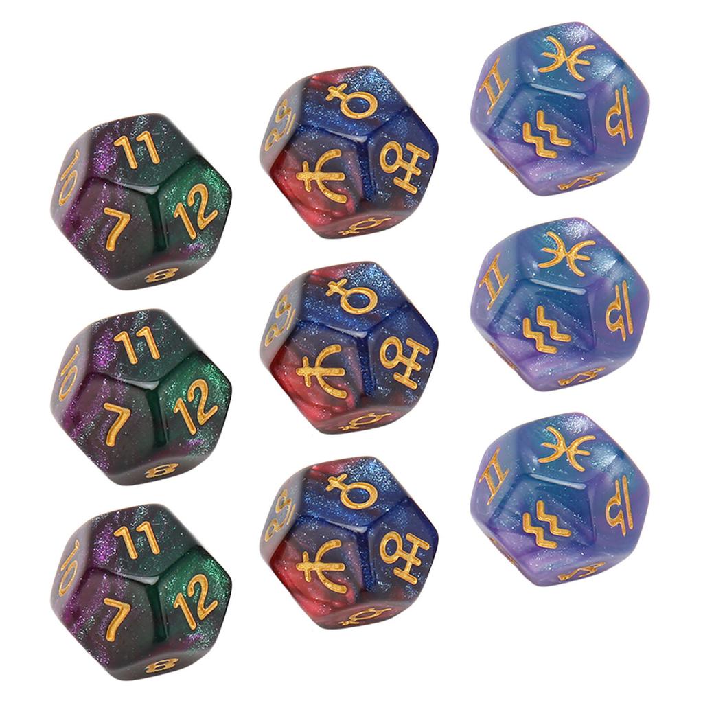 9PCS Polyhedral Dice Set Waterproof Plastic Lightweight Portable Table Gaming Dices for Travel